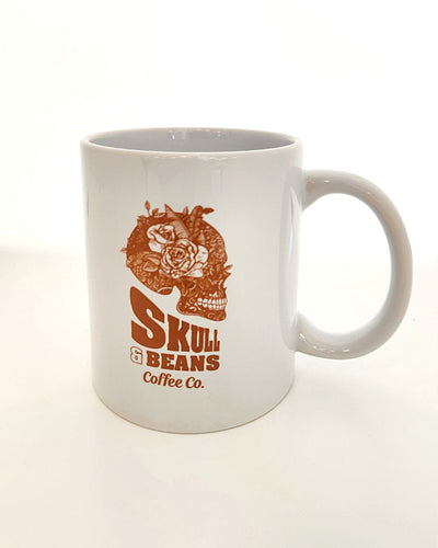 Skull and Beans Mug with Coffee
